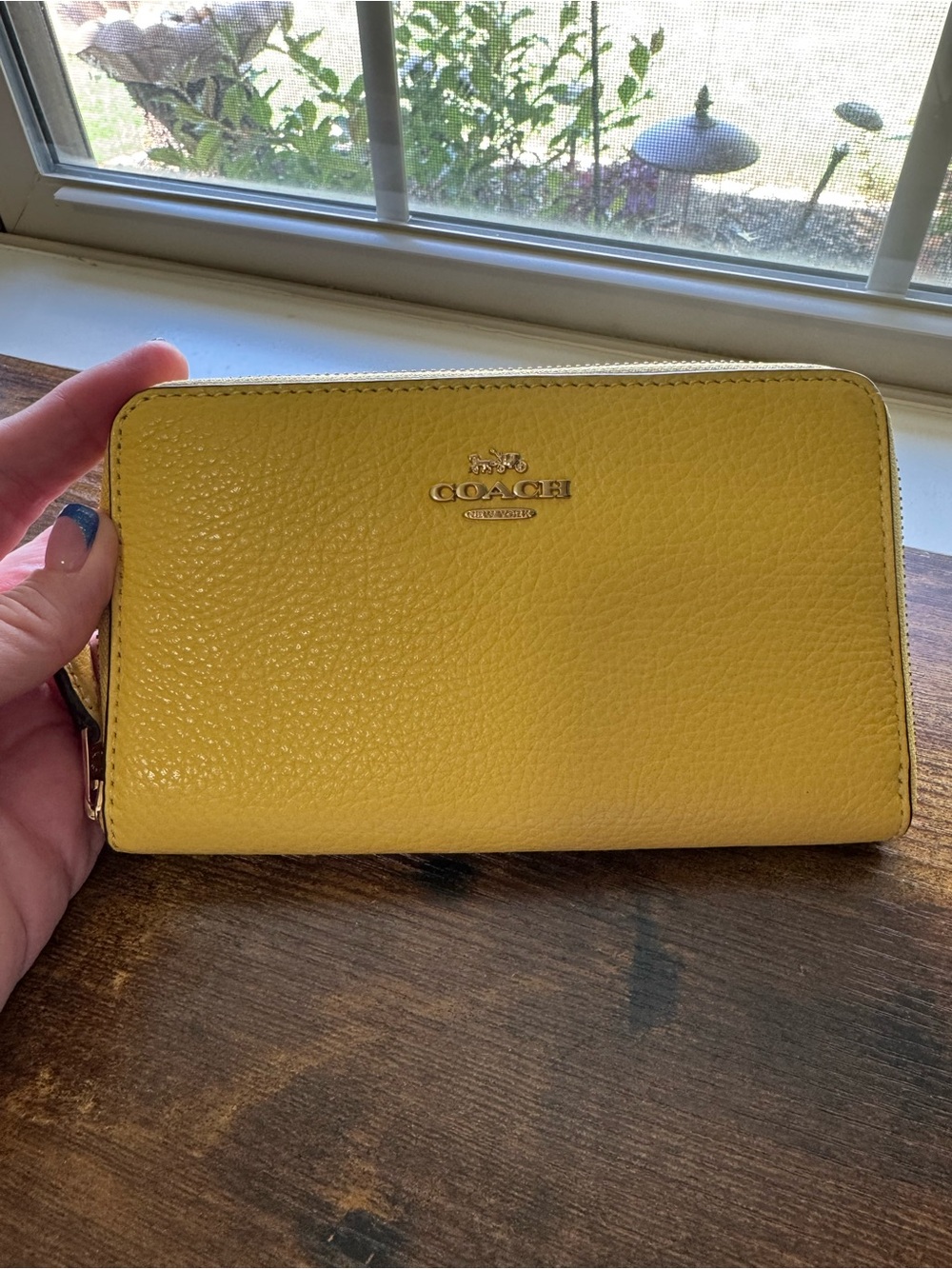 Coach Yellow Pebbled Leather Medium Zip-Around Wallet